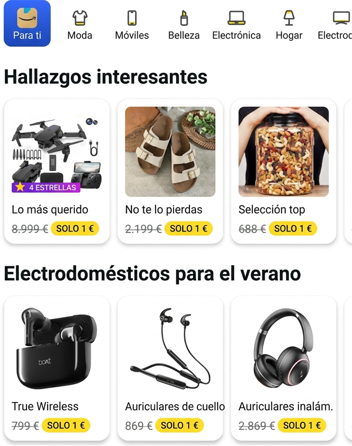 Productos destacados y navegación por categorías